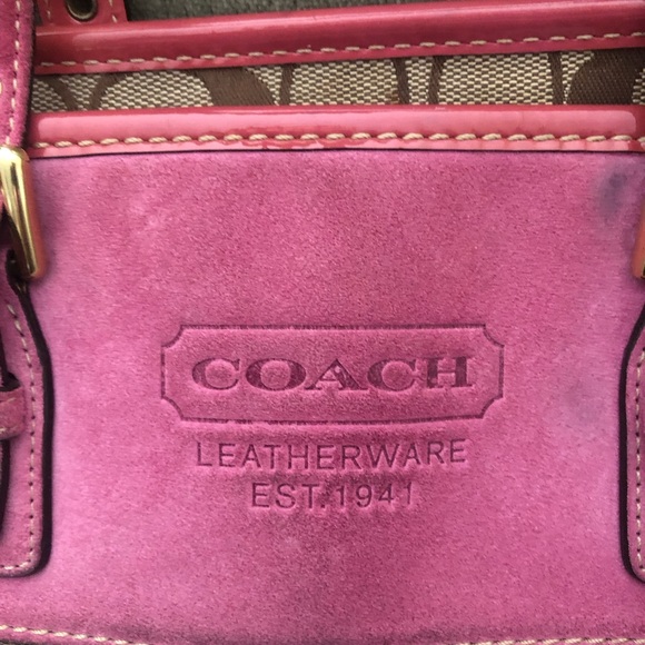 Coach, pink and khaki monogram tote bag - Picture 2 of 9